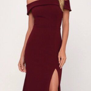 Lulus Maxi dress Burgundy - Off the shoulder - Size M